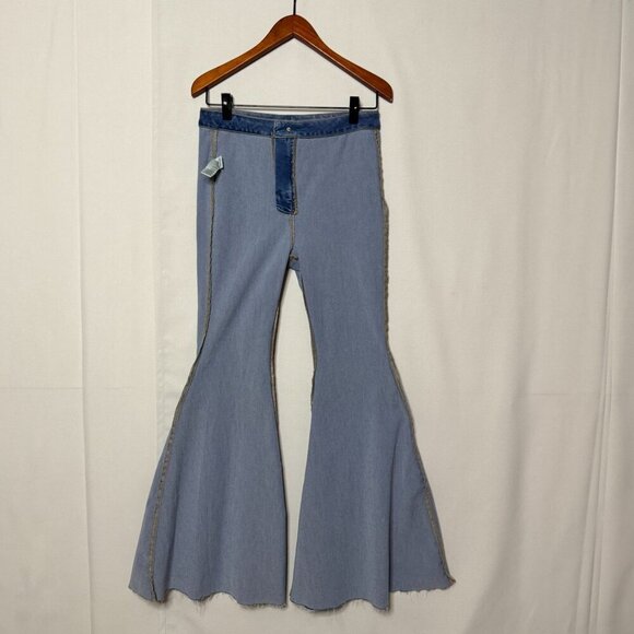 Free People We The Free Just Float On Flare Leg High Rise Med Blue Jeans Size 29 - Picture 9 of 17